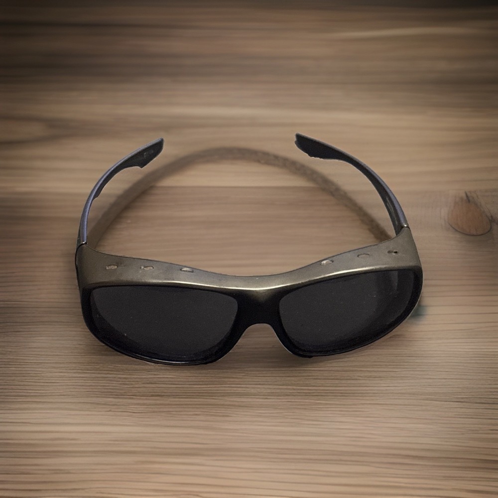 Solar Shield 2X101H Polarized Fit Over Sunglasses Black Gray Wraparound UV